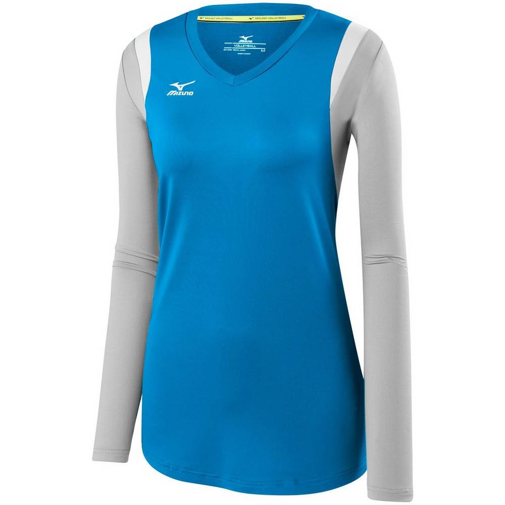 Mizuno Balboa 5.0 Long Sleeve - Bayan Forma - Mavi/Gümüş Türkiye (IQMPBA-081)